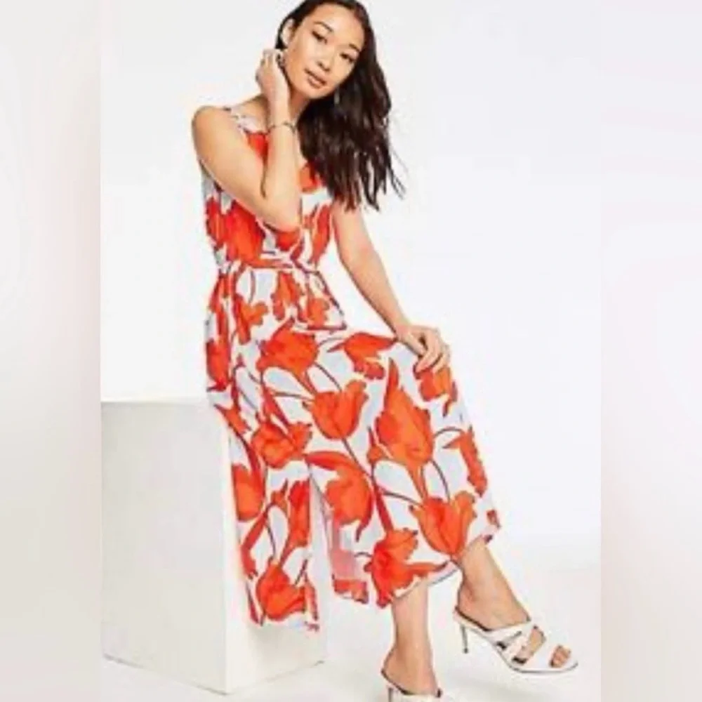 Ann Taylor Women's Tulip Floral Belted Maxi Dress Size 10P - Picture 3 of 9